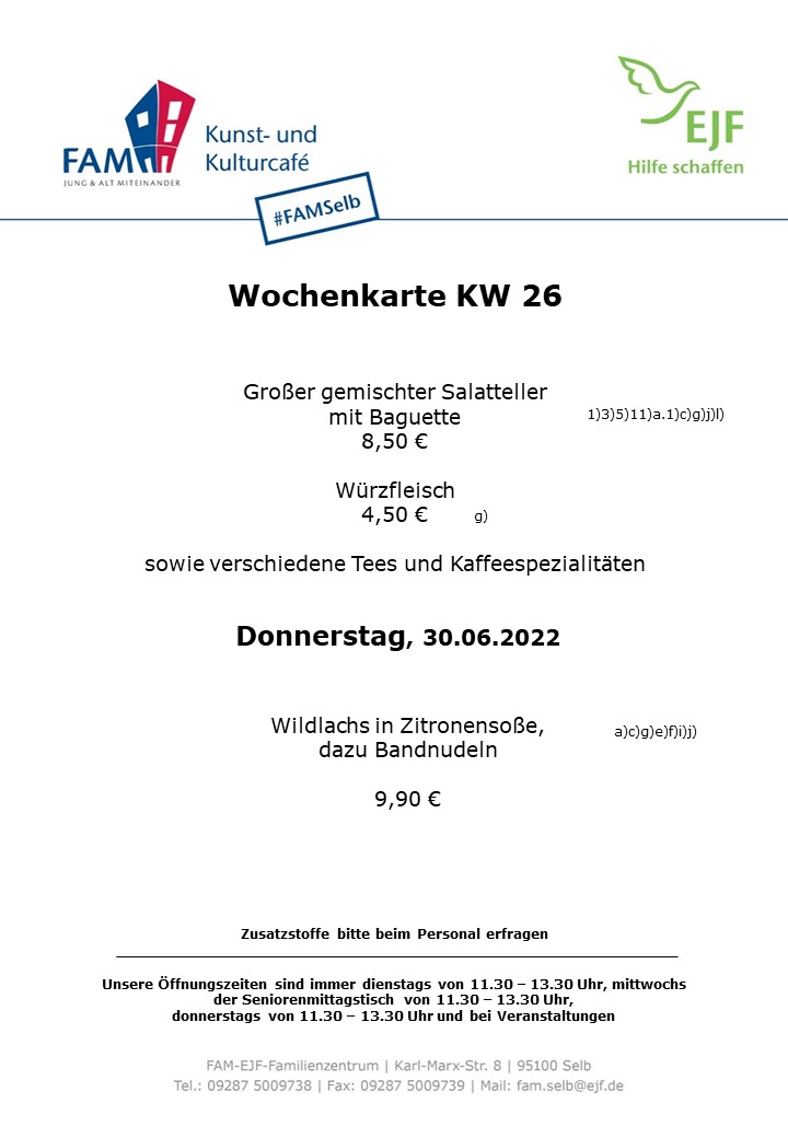Wochenkarte KW 26-2022, Donnerstag